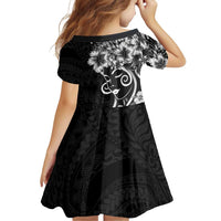 Polynesian Women's Day Family Matching Mermaid Dress and Hawaiian Shirt Black Hibiscus Flowers With Polynesian Pattern