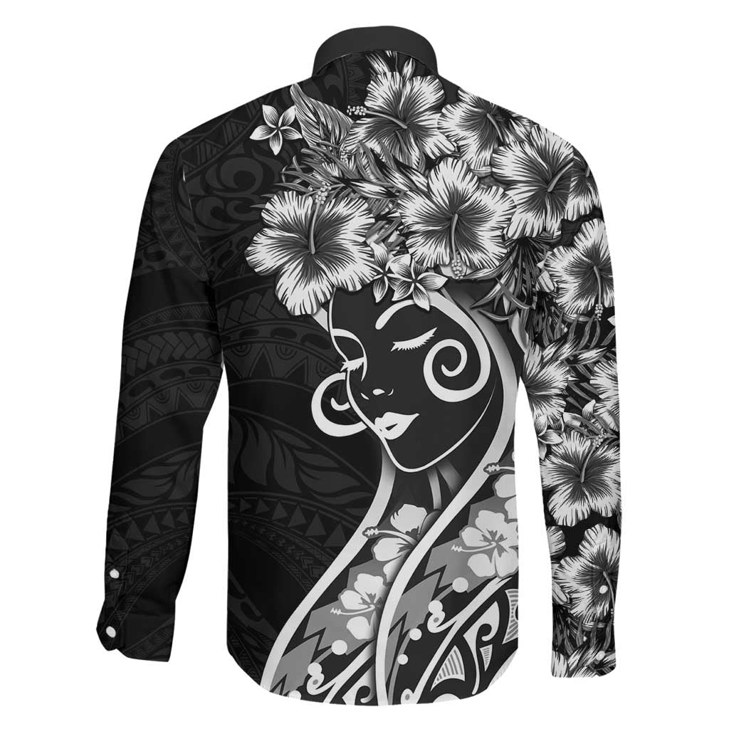 Polynesian Women's Day Family Matching Short Sleeve Bodycon Dress and Hawaiian Shirt Black Hibiscus Flowers With Polynesian Pattern