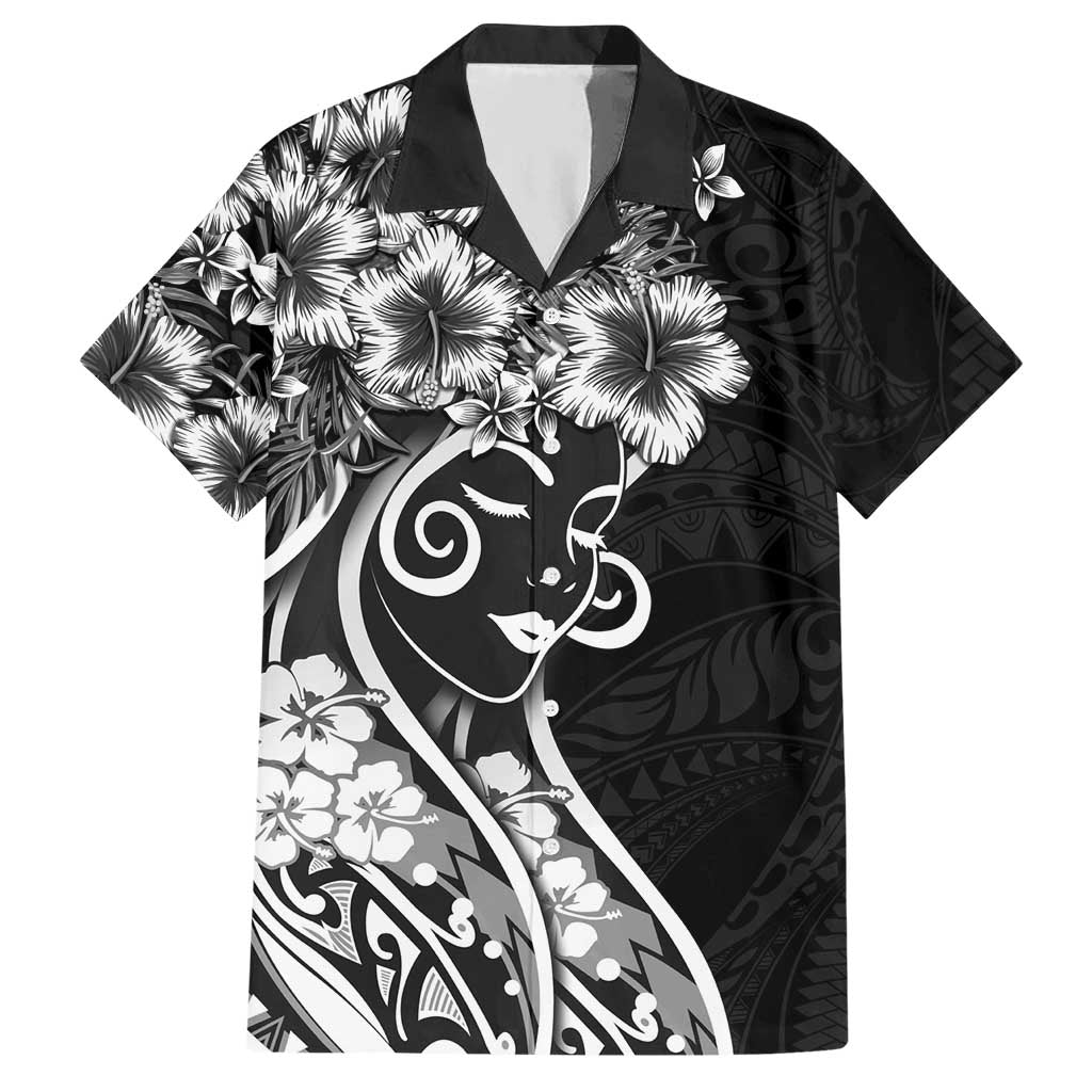 Polynesian Women's Day Hawaiian Shirt Black Hibiscus Flowers With Polynesian Pattern LT05 Black - Polynesian Pride