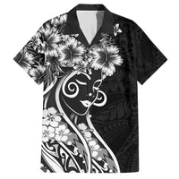Polynesian Women's Day Hawaiian Shirt Black Hibiscus Flowers With Polynesian Pattern LT05 Black - Polynesian Pride