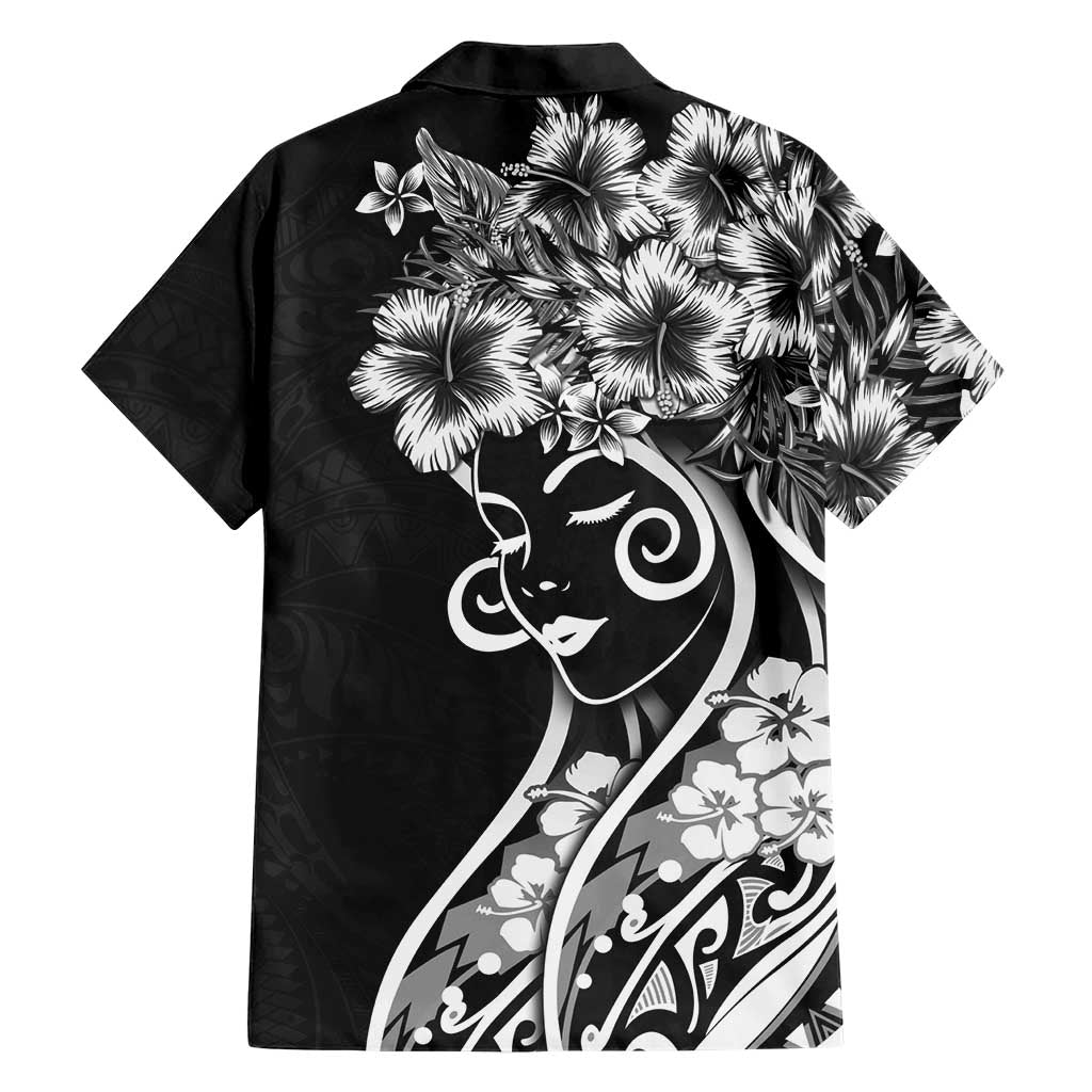 Polynesian Women's Day Hawaiian Shirt Black Hibiscus Flowers With Polynesian Pattern LT05 - Polynesian Pride