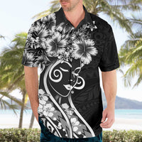 Polynesian Women's Day Hawaiian Shirt Black Hibiscus Flowers With Polynesian Pattern LT05 - Polynesian Pride