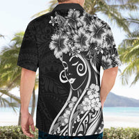 Polynesian Women's Day Hawaiian Shirt Black Hibiscus Flowers With Polynesian Pattern LT05 - Polynesian Pride