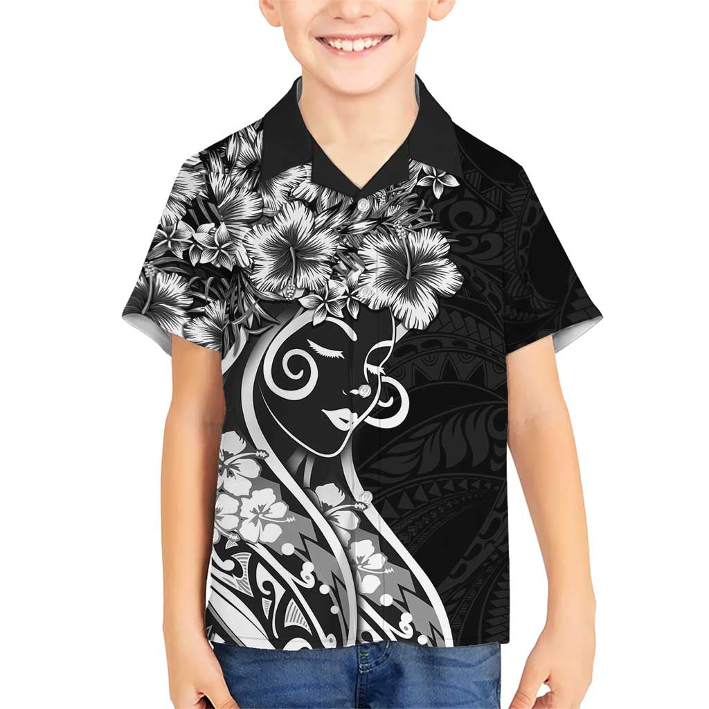 Polynesian Women's Day Hawaiian Shirt Black Hibiscus Flowers With Polynesian Pattern LT05 - Polynesian Pride