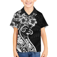 Polynesian Women's Day Hawaiian Shirt Black Hibiscus Flowers With Polynesian Pattern LT05 - Polynesian Pride