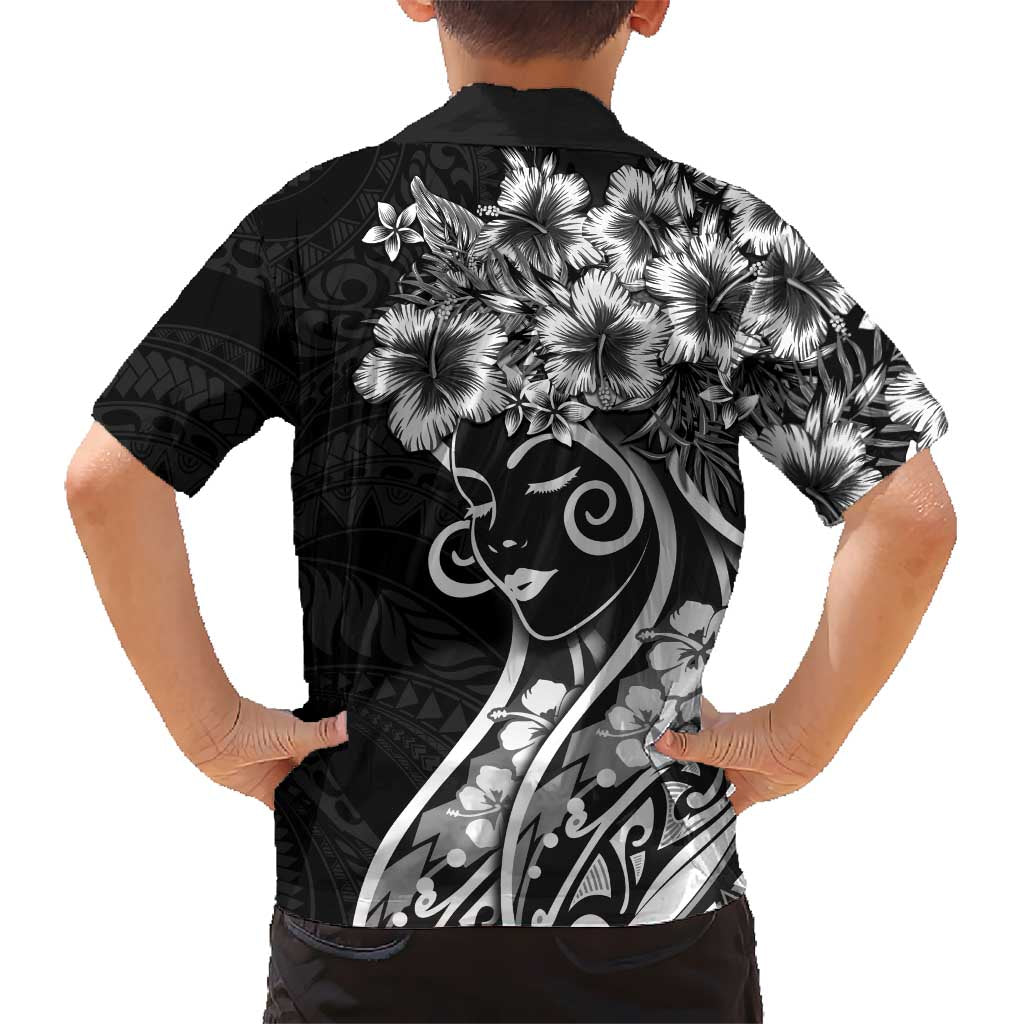 Polynesian Women's Day Hawaiian Shirt Black Hibiscus Flowers With Polynesian Pattern LT05 - Polynesian Pride