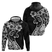 Polynesian Women's Day Hoodie Black Hibiscus Flowers With Polynesian Pattern LT05 - Polynesian Pride