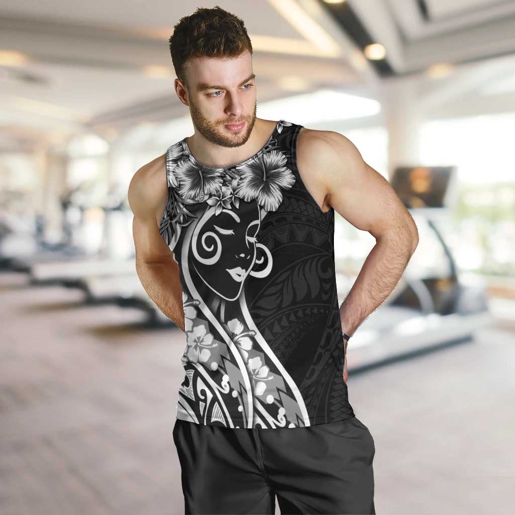 Polynesian Women's Day Men Tank Top Black Hibiscus Flowers With Polynesian Pattern LT05 Black - Polynesian Pride