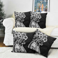 Polynesian Women's Day Pillow Cover Black Hibiscus Flowers With Polynesian Pattern