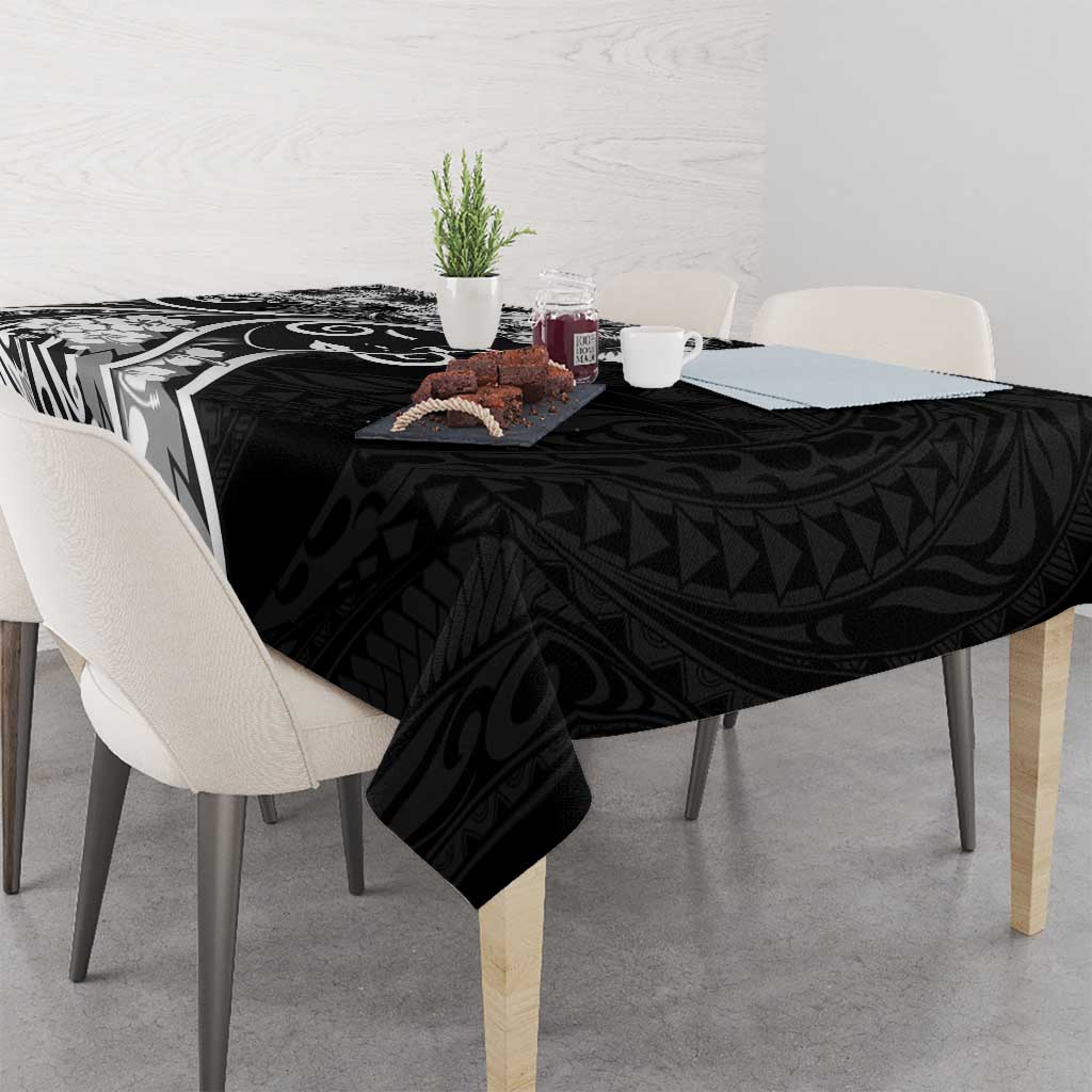 Polynesian Women's Day Tablecloth Black Hibiscus Flowers With Polynesian Pattern LT05 - Polynesian Pride