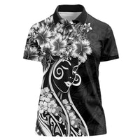 Polynesian Women's Day Women Polo Shirt Black Hibiscus Flowers With Polynesian Pattern LT05 Female Black - Polynesian Pride
