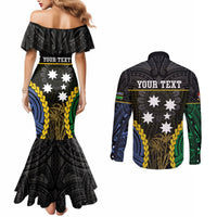 Personalised South Sea Islanders And Gilbert Islands Couples Matching Mermaid Dress and Long Sleeve Button Shirt Kanakas Polynesian Pattern LT05 - Polynesian Pride