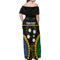 Personalised South Sea Islanders And Gilbert Islands Family Matching Off Shoulder Maxi Dress and Hawaiian Shirt Kanakas Polynesian Pattern