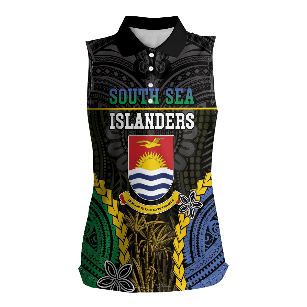Personalised South Sea Islanders And Gilbert Islands Women Sleeveless Polo Shirt Kanakas Polynesian Pattern