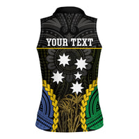 Personalised South Sea Islanders And Gilbert Islands Women Sleeveless Polo Shirt Kanakas Polynesian Pattern