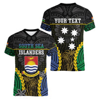 Personalised South Sea Islanders And Gilbert Islands Women V-Neck T-Shirt Kanakas Polynesian Pattern