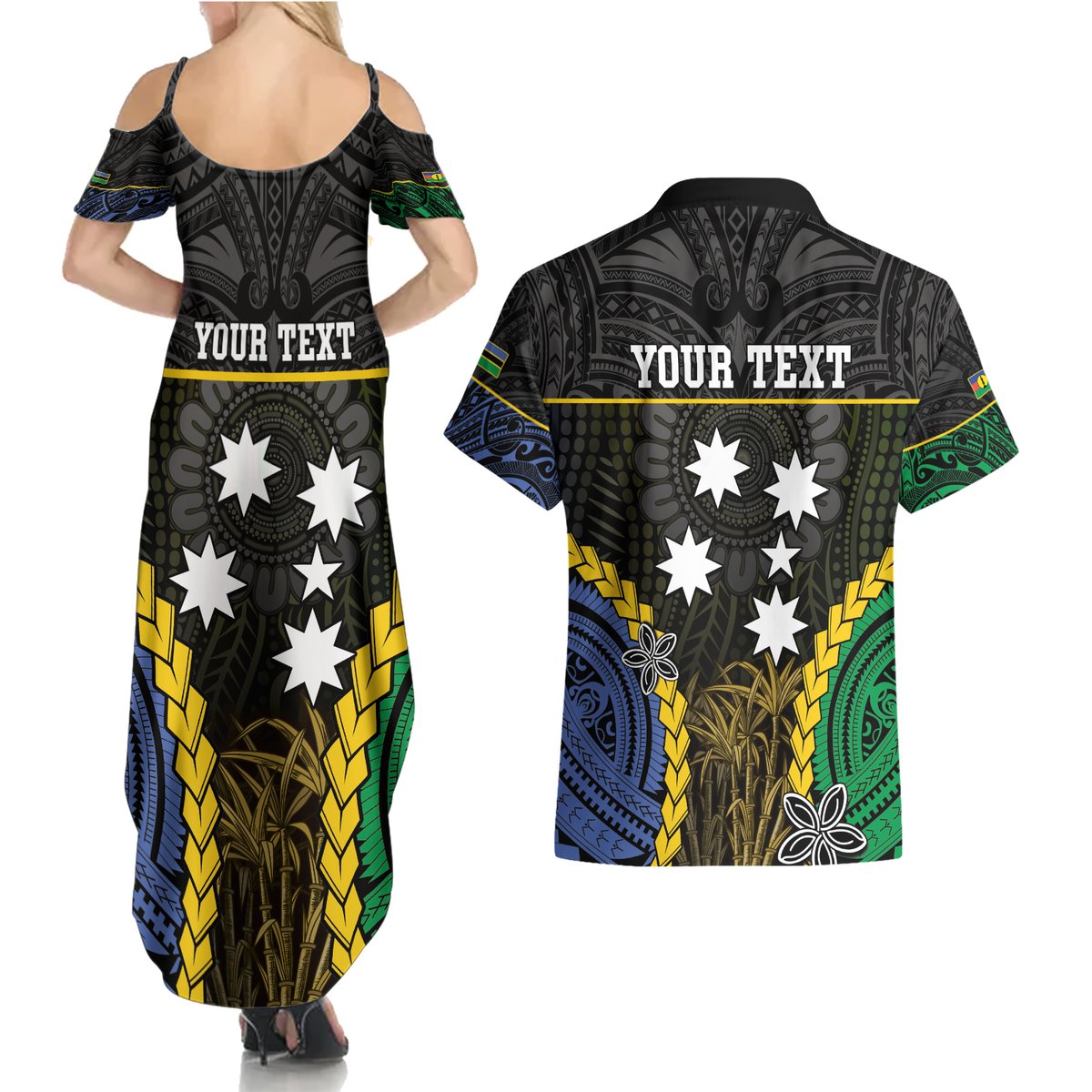 Personalised South Sea Islanders And New Caledonia Couples Matching Summer Maxi Dress and Hawaiian Shirt Kanakas Polynesian Pattern