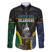 Personalised South Sea Islanders And New Caledonia Family Matching Off The Shoulder Long Sleeve Dress and Hawaiian Shirt Kanakas Polynesian Pattern