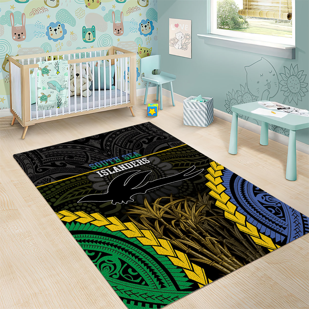 South Sea Islanders And New Ireland Area Rug Kanakas Polynesian Pattern