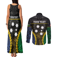 Personalised South Sea Islanders And New Ireland Couples Matching Tank Maxi Dress and Long Sleeve Button Shirt Kanakas Polynesian Pattern