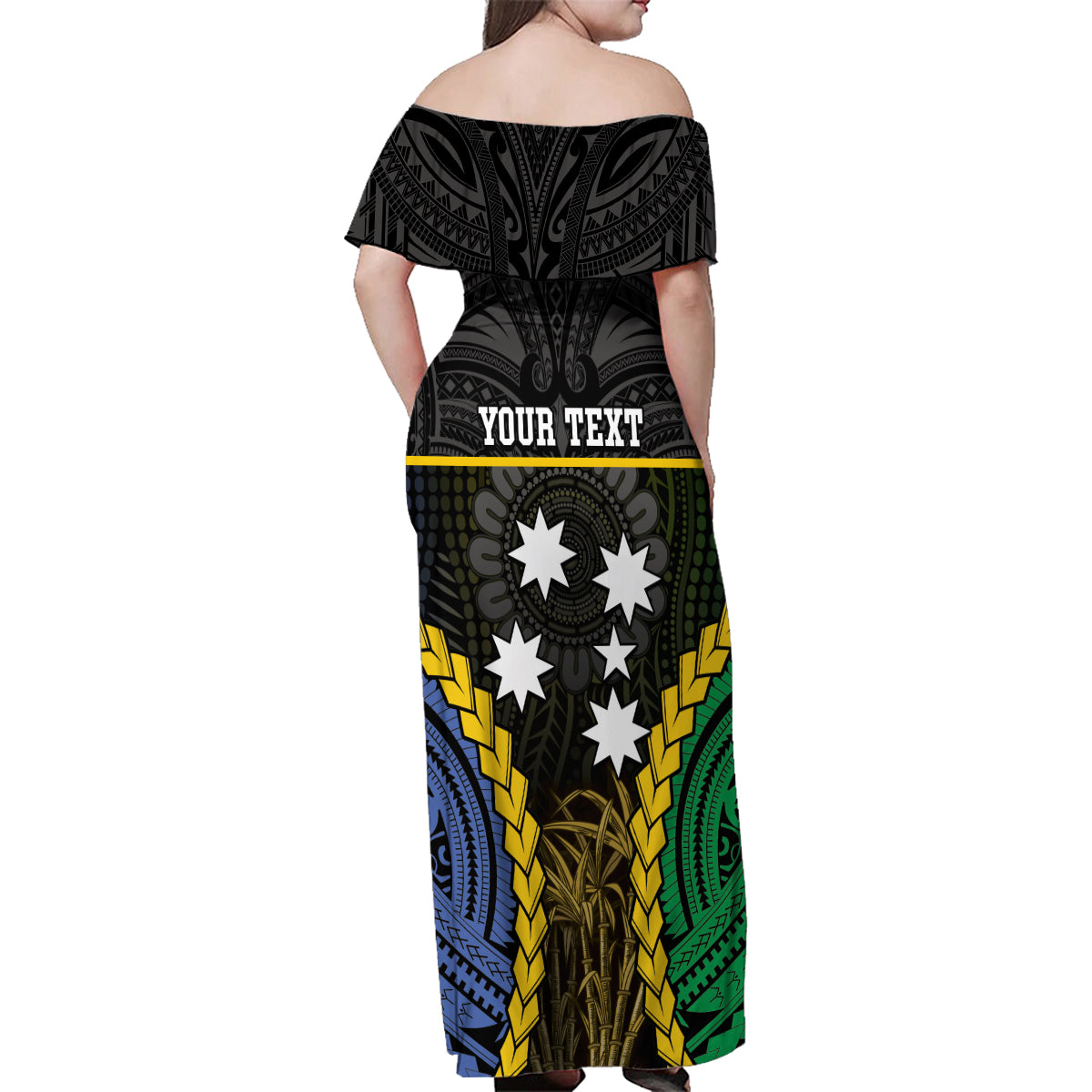 Personalised South Sea Islanders And New Ireland Family Matching Off Shoulder Maxi Dress and Hawaiian Shirt Kanakas Polynesian Pattern