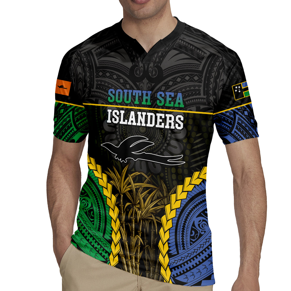Personalised South Sea Islanders And New Ireland Rugby Jersey Kanakas Polynesian Pattern