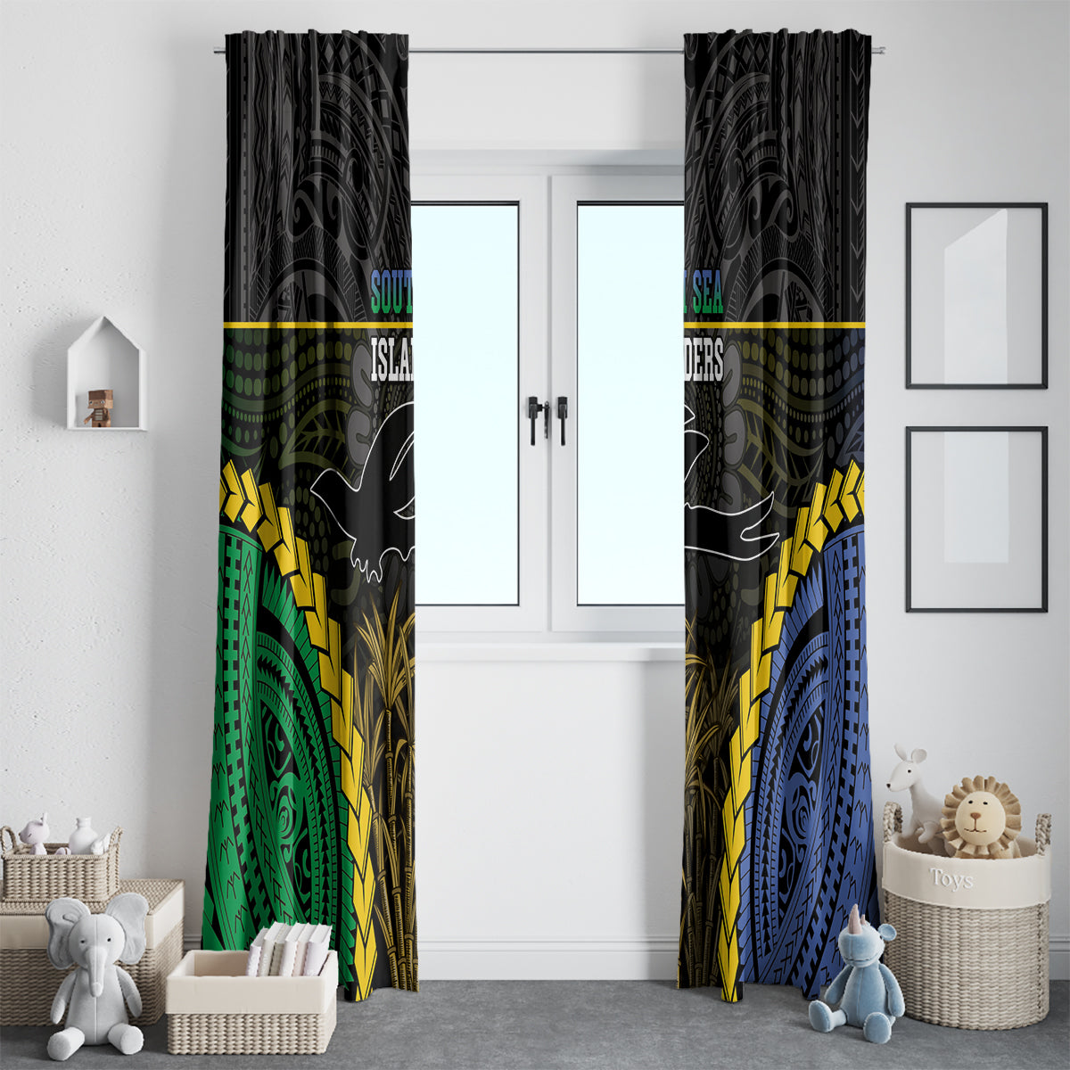 South Sea Islanders And New Ireland Window Curtain Kanakas Polynesian Pattern