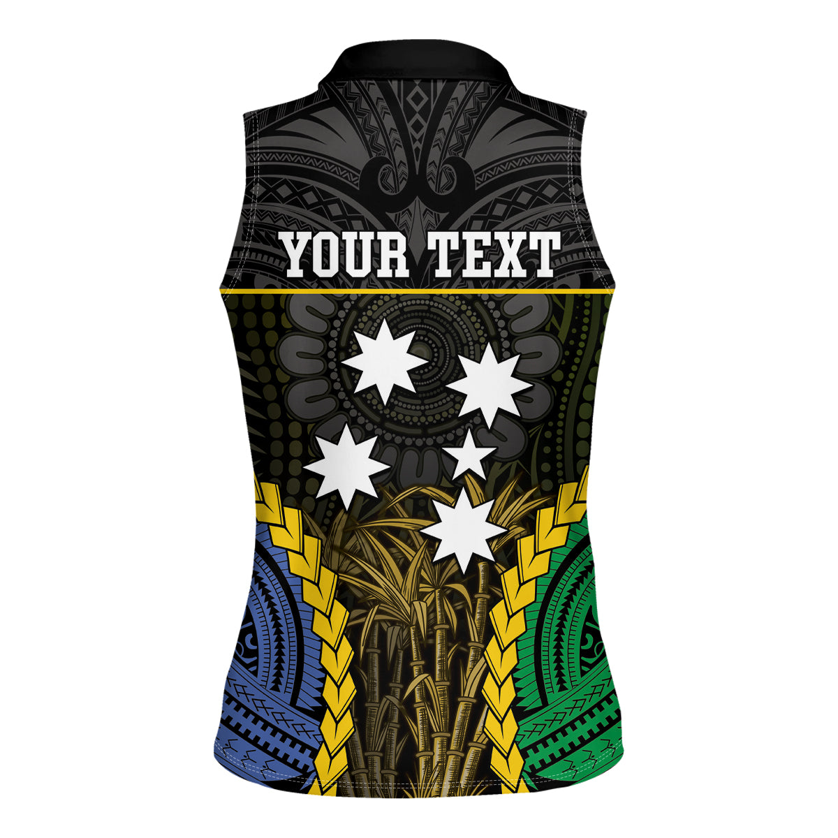 Personalised South Sea Islanders And New Ireland Women Sleeveless Polo Shirt Kanakas Polynesian Pattern