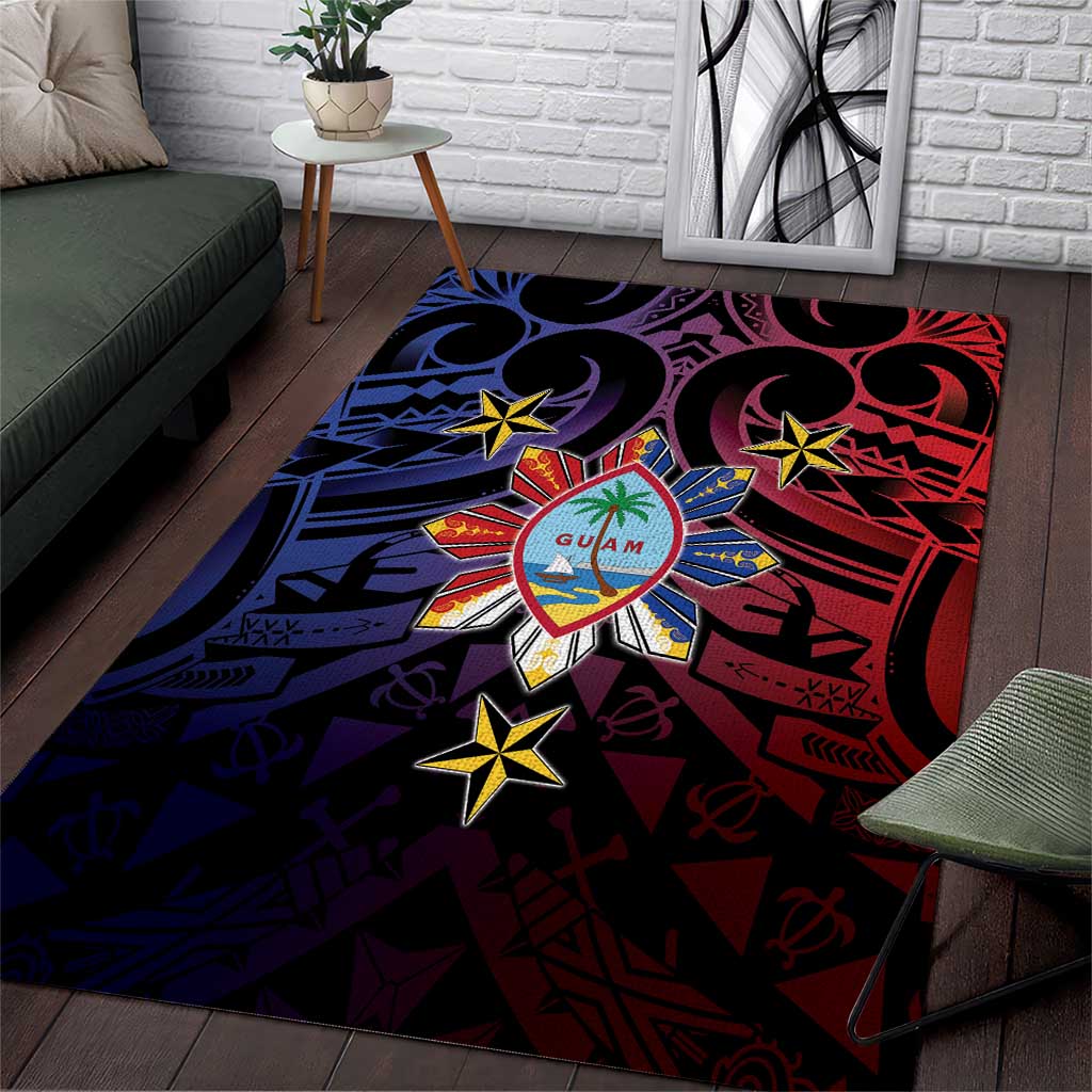 Philippines Guam Area Rug Filipino Sun With Guaman Seal
