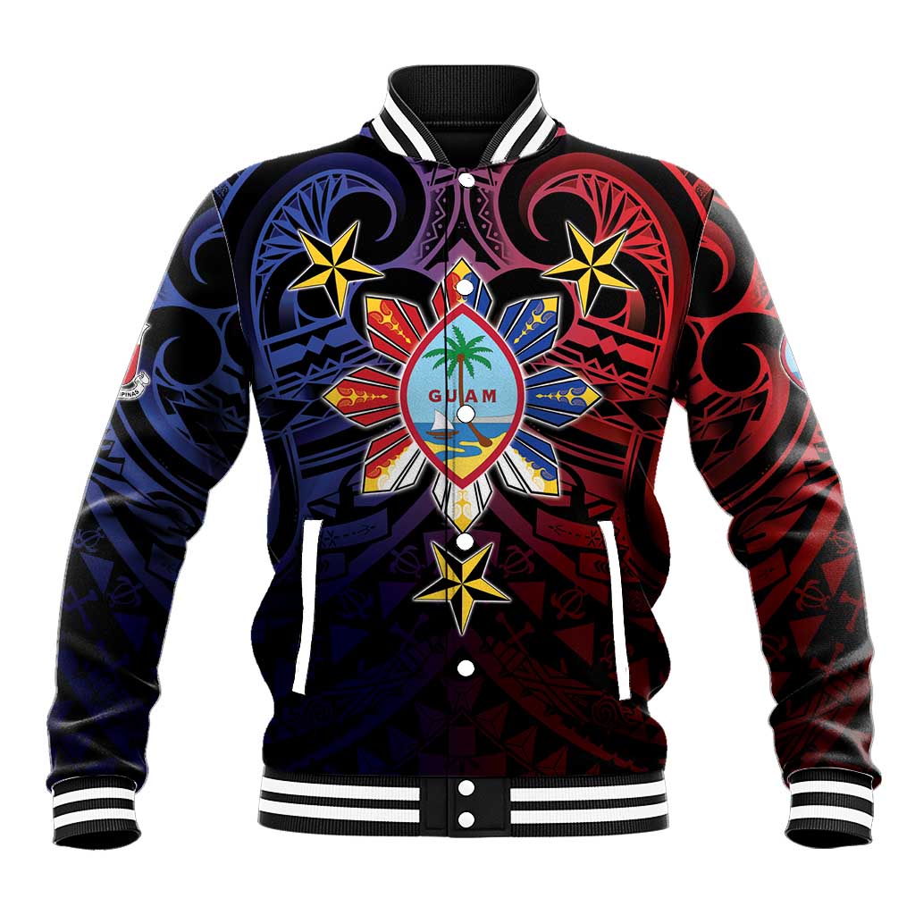 Philippines Guam Baseball Jacket Filipino Sun With Guaman Seal