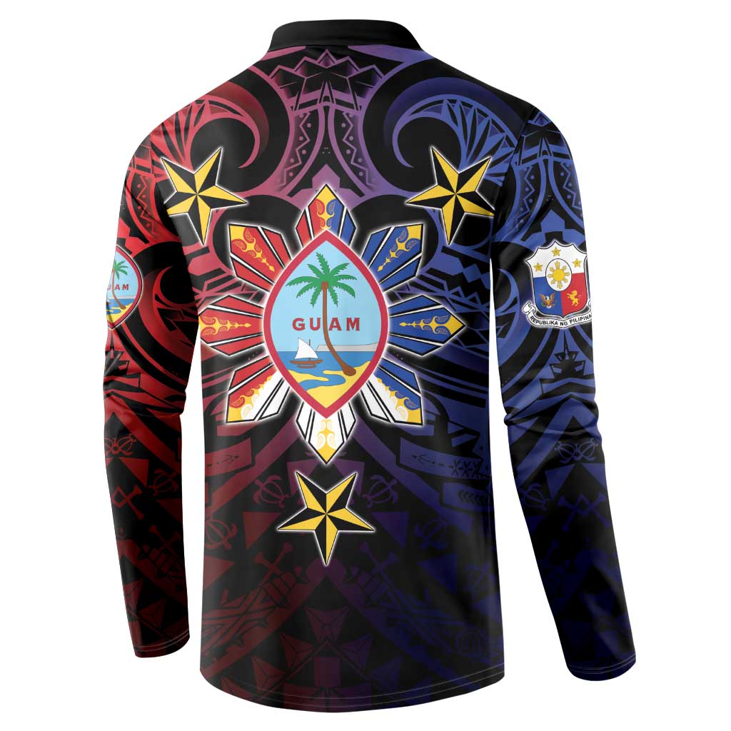 Philippines Guam Button Sweatshirt Filipino Sun With Guaman Seal