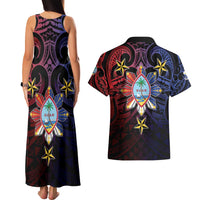 Philippines Guam Couples Matching Tank Maxi Dress and Hawaiian Shirt Filipino Sun With Guaman Seal