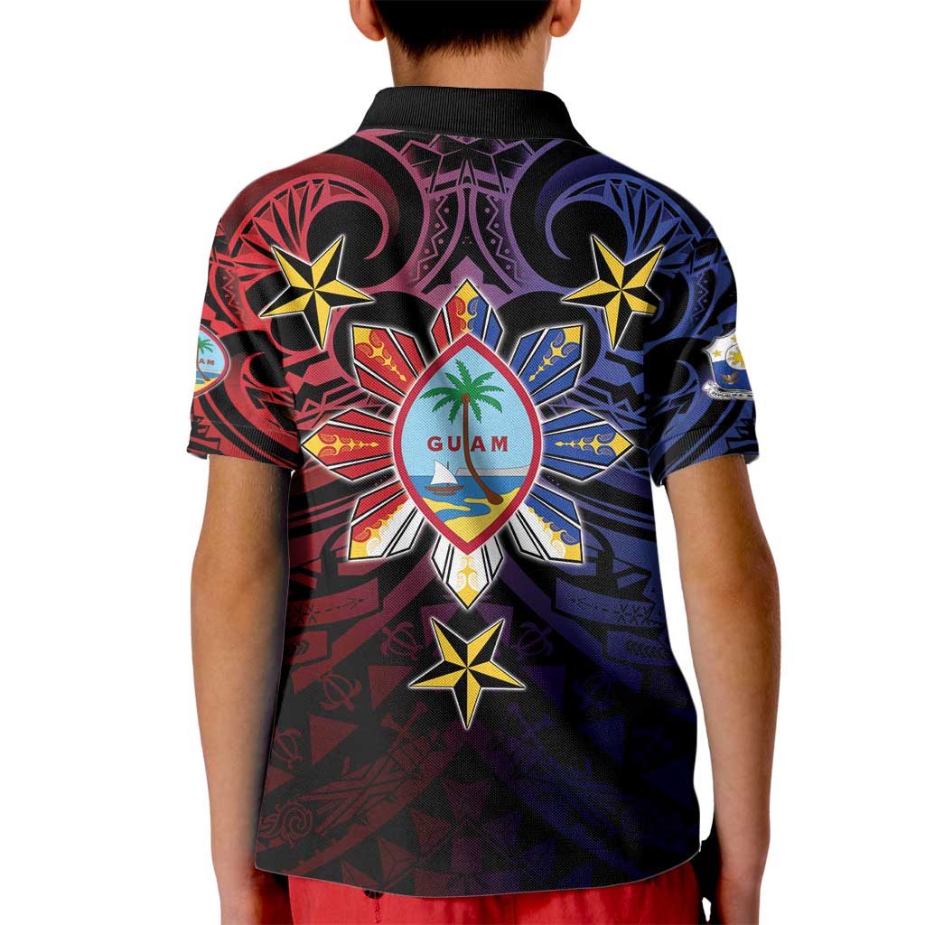 Philippines Guam Kid Polo Shirt Filipino Sun With Guaman Seal