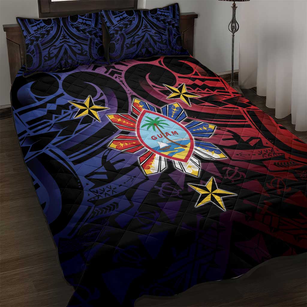 Philippines Guam Quilt Bed Set Filipino Sun With Guaman Seal