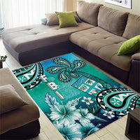 Fiji Born Indian Area Rug Palm Paisley With Tapa Pattern