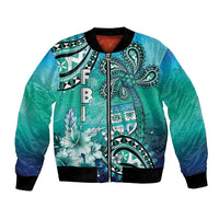 Fiji Born Indian Bomber Jacket Palm Paisley With Tapa Pattern