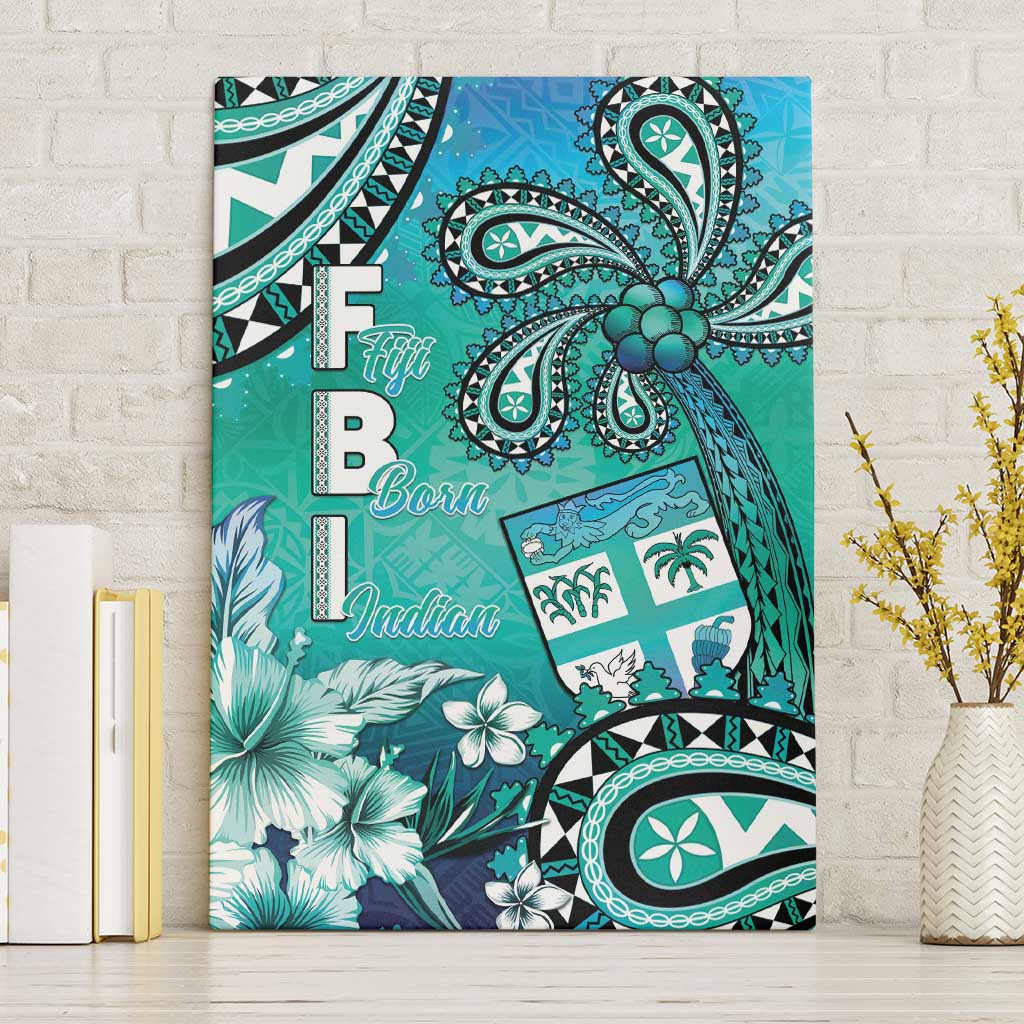 Fiji Born Indian Canvas Wall Art Palm Paisley With Tapa Pattern