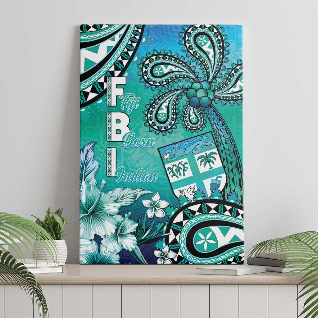 Fiji Born Indian Canvas Wall Art Palm Paisley With Tapa Pattern