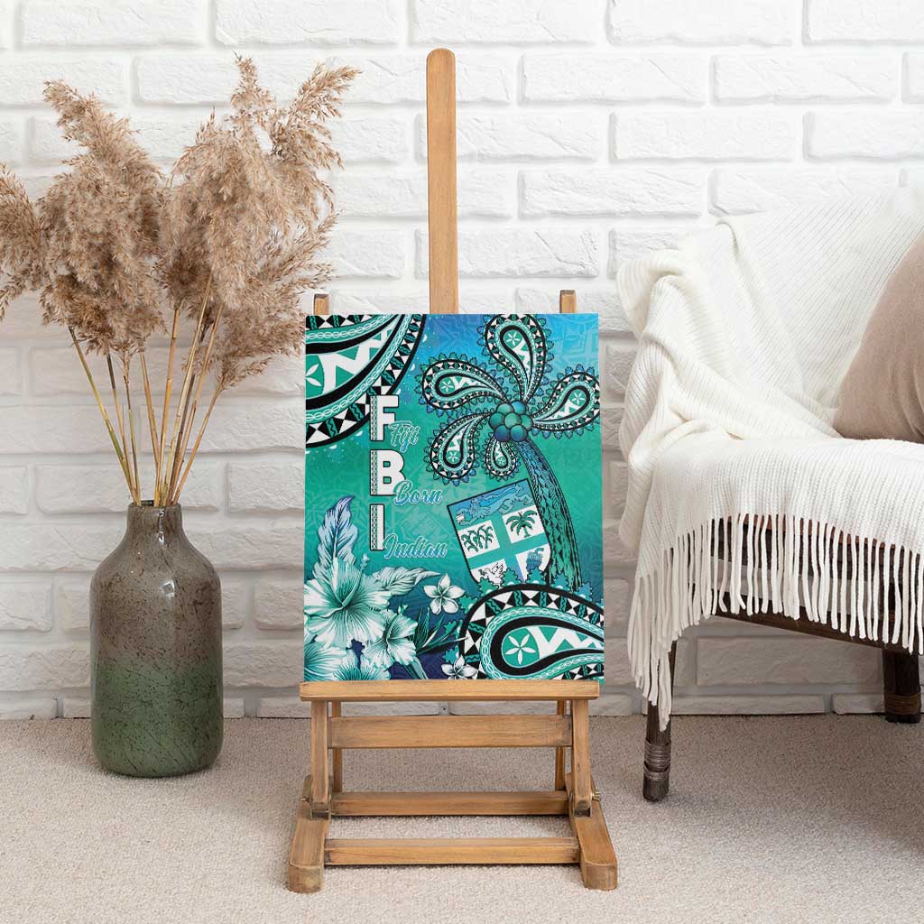 Fiji Born Indian Canvas Wall Art Palm Paisley With Tapa Pattern
