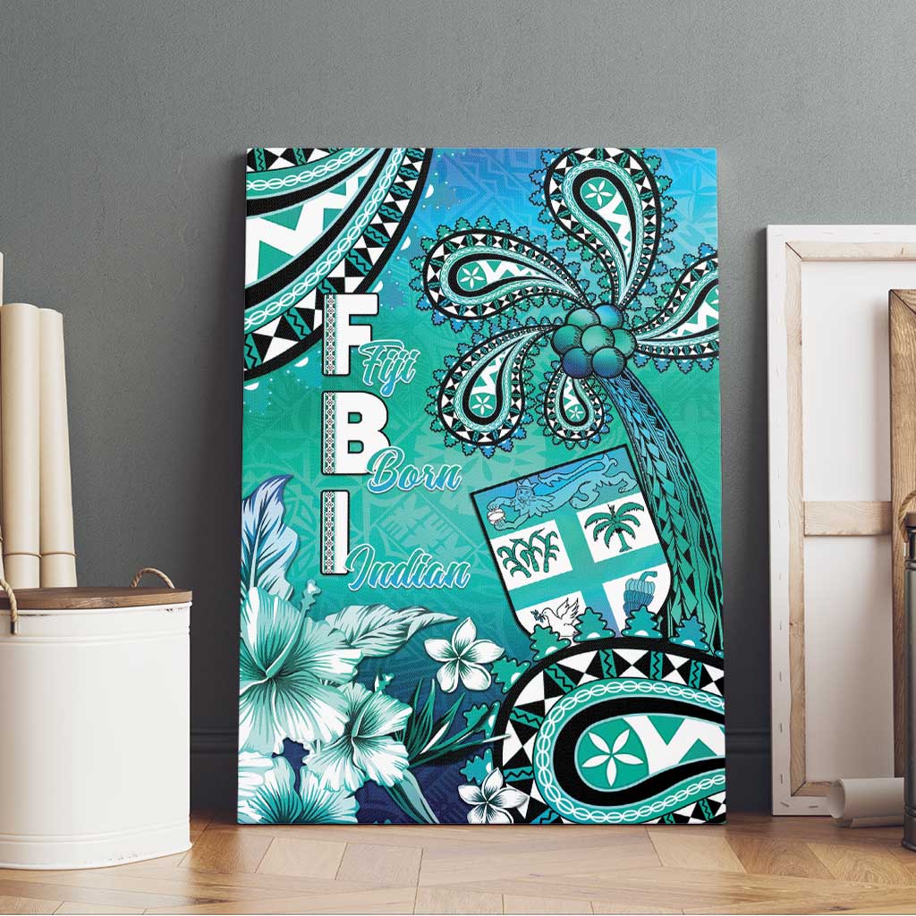 Fiji Born Indian Canvas Wall Art Palm Paisley With Tapa Pattern