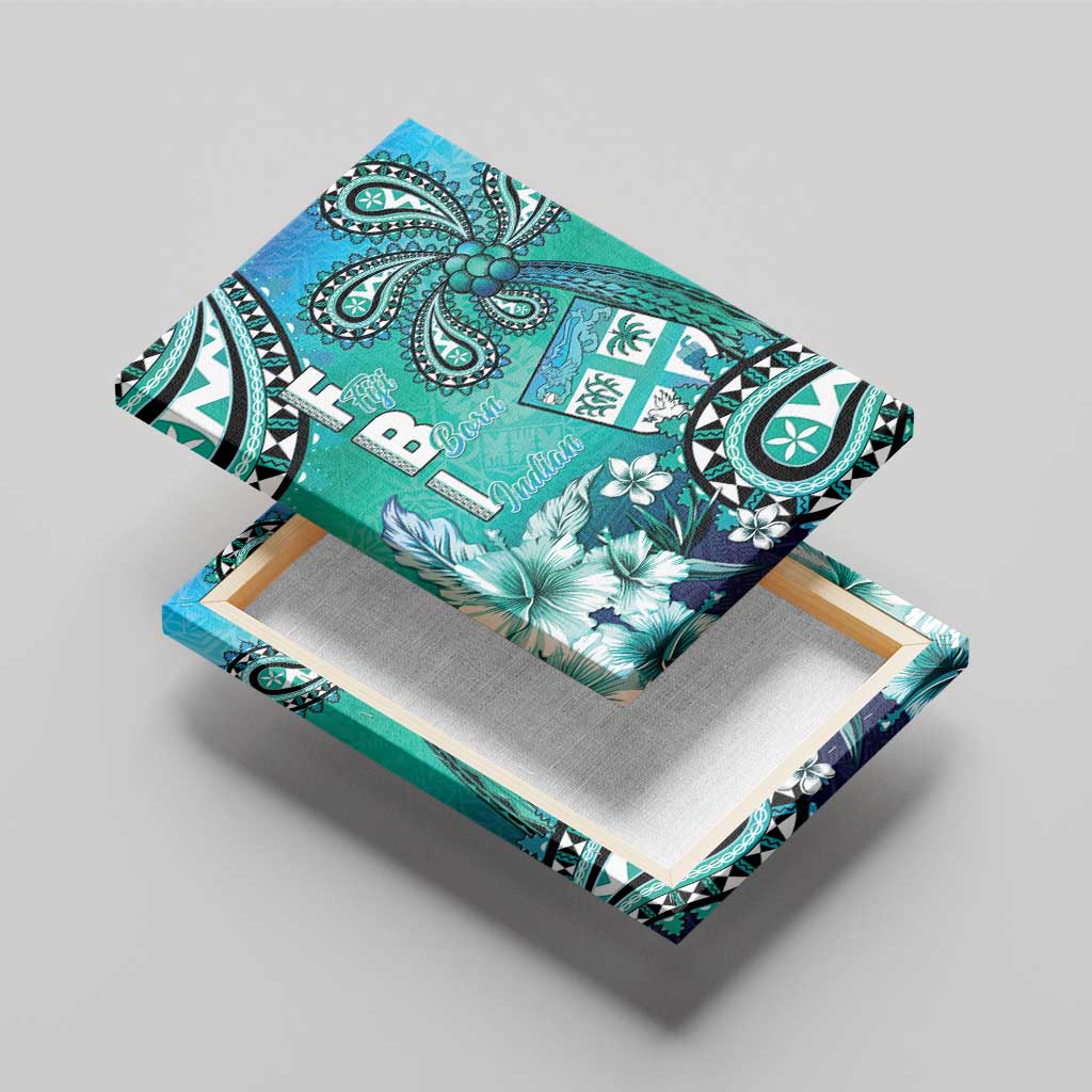 Fiji Born Indian Canvas Wall Art Palm Paisley With Tapa Pattern