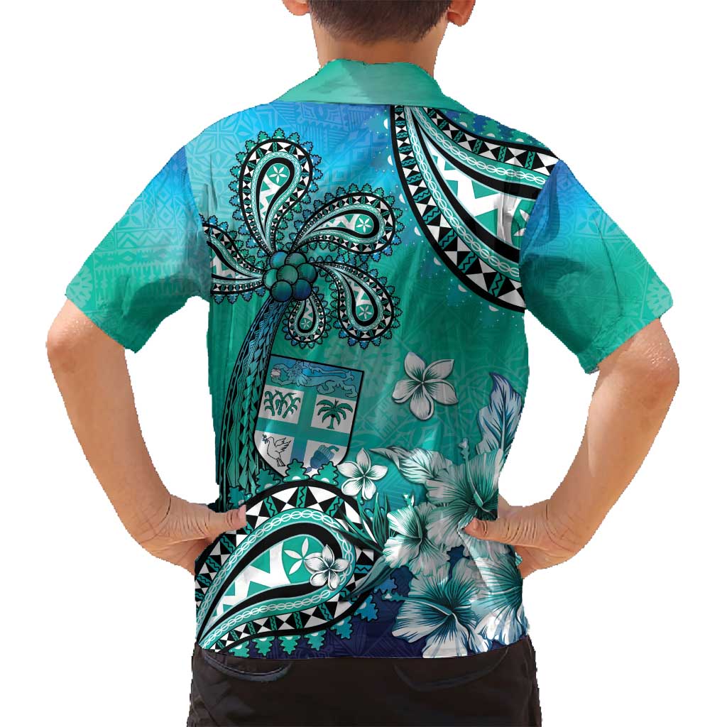 Fiji Born Indian Family Matching Long Sleeve Bodycon Dress and Hawaiian Shirt Palm Paisley With Tapa Pattern
