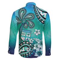 Fiji Born Indian Family Matching Short Sleeve Bodycon Dress and Hawaiian Shirt Palm Paisley With Tapa Pattern