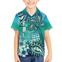 Fiji Born Indian Family Matching Tank Maxi Dress and Hawaiian Shirt Palm Paisley With Tapa Pattern