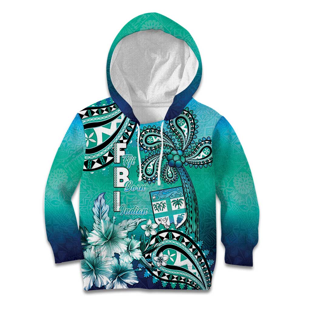 Fiji Born Indian Kid Hoodie Palm Paisley With Tapa Pattern