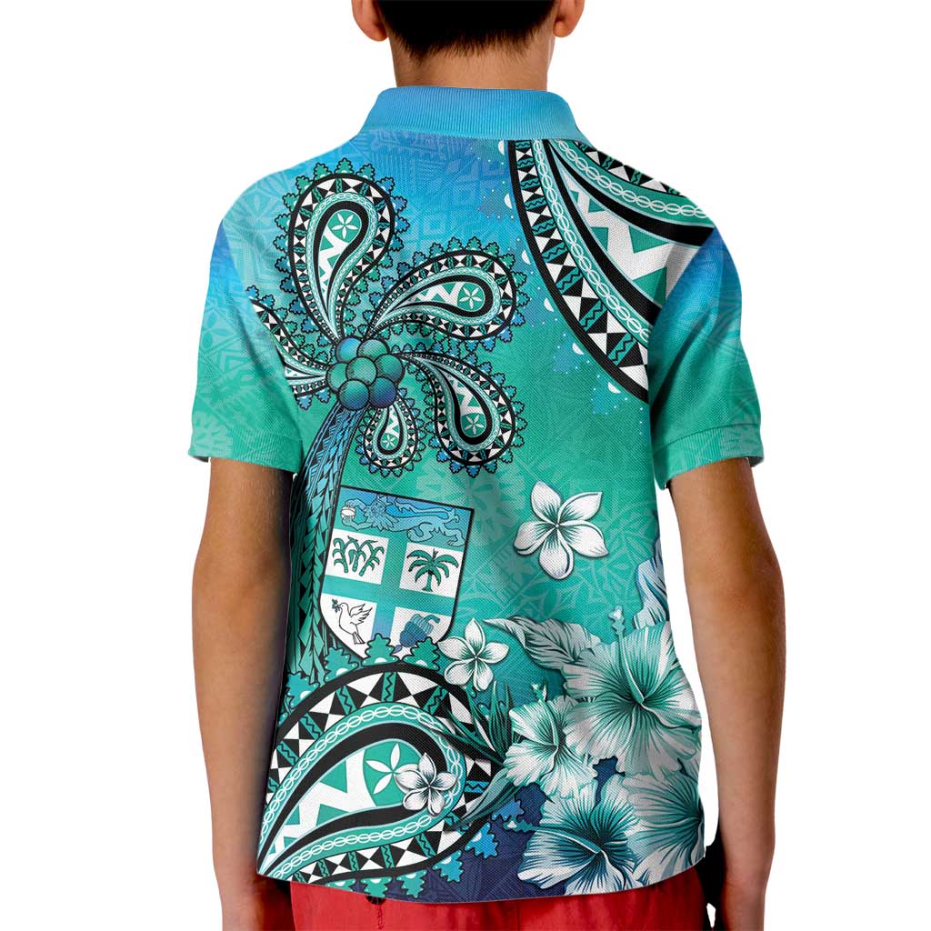Fiji Born Indian Kid Polo Shirt Palm Paisley With Tapa Pattern LT05 - Polynesian Pride
