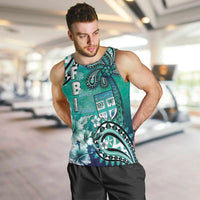 Fiji Born Indian Men Tank Top Palm Paisley With Tapa Pattern