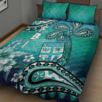 Fiji Born Indian Quilt Bed Set Palm Paisley With Tapa Pattern