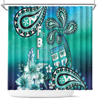 Fiji Born Indian Shower Curtain Palm Paisley With Tapa Pattern