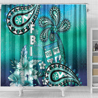Fiji Born Indian Shower Curtain Palm Paisley With Tapa Pattern